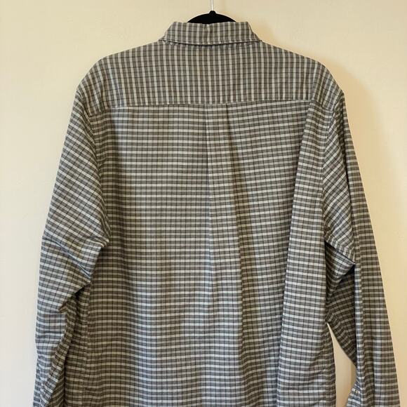 Field & Stream L 100% cotton long sleeve button up shirt business plaid green - Picture 7 of 8